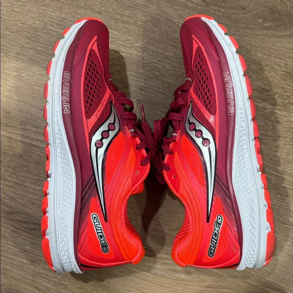 Saucony Guide 10 Everun Women's Red Athletic Shoes size 8 - Picture 6 of 9